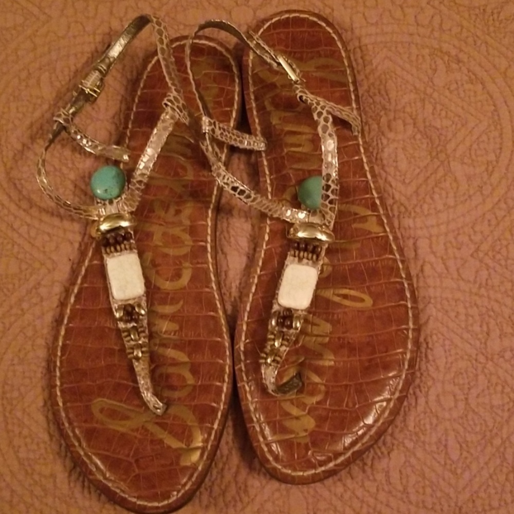 Sam edlemam jeweled thong strap sandals sz 10